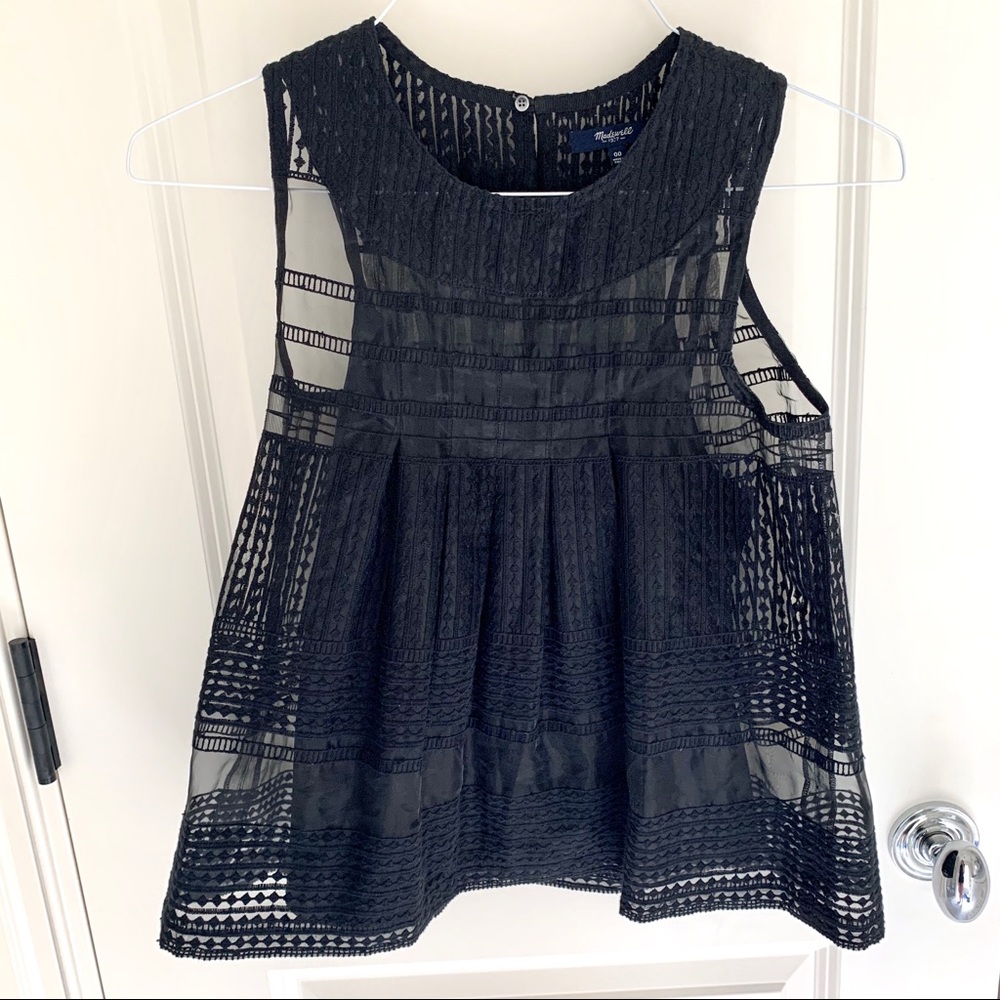 Madewell Black Sheer Overlay Sleeveless Top